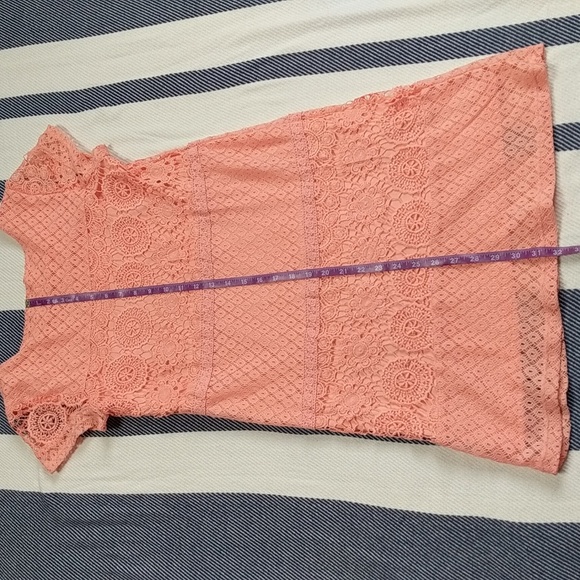 Floral Peach Crochet Mini Dress - Picture 14 of 14